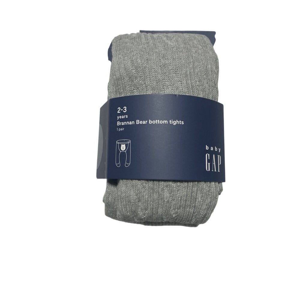 Baby Gap Brannan Bear Bottom Tights 2-3 Years Gray Ribbed Soft Cotton‎ Blend